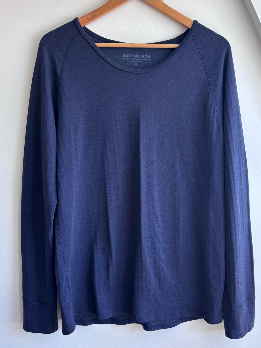 Duckworth Rambouillet Merino Wool Blend Long Sleeve T Shirt Size XL Blue USA men